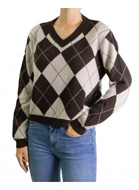 Maglione fantasia scollo a V